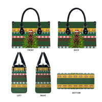 Christmas T Rex In Noel Tree Leather Bag Xmas Holiday Patterns - Wonder Print Shop