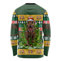 Christmas T Rex In Noel Tree Long Sleeve Shirt Xmas Holiday Patterns - Wonder Print Shop