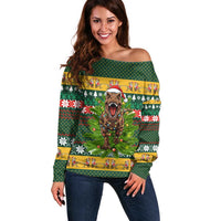 Christmas T Rex In Noel Tree Off Shoulder Sweater Xmas Holiday Patterns - Wonder Print Shop