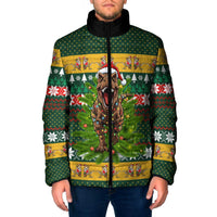 Christmas T Rex In Noel Tree Padded Jacket Xmas Holiday Patterns - Wonder Print Shop