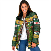 Christmas T Rex In Noel Tree Padded Jacket Xmas Holiday Patterns - Wonder Print Shop