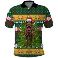 Christmas T Rex In Noel Tree Polo Shirt Xmas Holiday Patterns - Wonder Print Shop