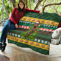 Christmas T Rex In Noel Tree Quilt Xmas Holiday Patterns - Wonder Print Shop