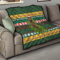 Christmas T Rex In Noel Tree Quilt Xmas Holiday Patterns - Wonder Print Shop