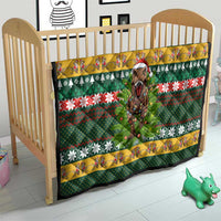 Christmas T Rex In Noel Tree Quilt Xmas Holiday Patterns - Wonder Print Shop