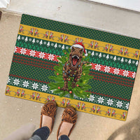 Christmas T Rex In Noel Tree Rubber Doormat Xmas Holiday Patterns - Wonder Print Shop