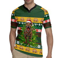 Christmas T Rex In Noel Tree Rugby Jersey Xmas Holiday Patterns - Wonder Print Shop
