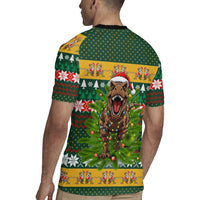 Christmas T Rex In Noel Tree Rugby Jersey Xmas Holiday Patterns - Wonder Print Shop