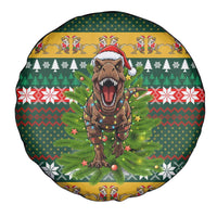 Christmas T Rex In Noel Tree Spare Tire Cover Xmas Holiday Patterns - Wonder Print Shop