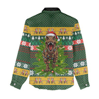 Christmas T Rex In Noel Tree Women Casual Shirt Xmas Holiday Patterns - Wonder Print Shop