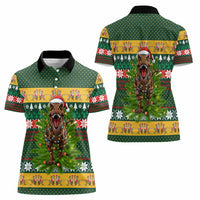 Christmas T Rex In Noel Tree Women Polo Shirt Xmas Holiday Patterns - Wonder Print Shop