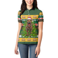 Christmas T Rex In Noel Tree Women Polo Shirt Xmas Holiday Patterns - Wonder Print Shop