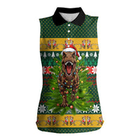 Christmas T Rex In Noel Tree Women Sleeveless Polo Shirt Xmas Holiday Patterns - Wonder Print Shop