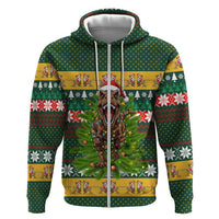 Christmas T Rex In Noel Tree Zip Hoodie Xmas Holiday Patterns - Wonder Print Shop