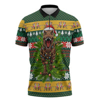 Christmas T Rex In Noel Tree Zipper Polo Shirt Xmas Holiday Patterns - Wonder Print Shop