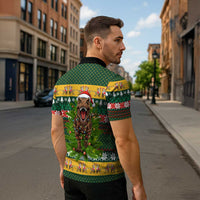 Christmas T Rex In Noel Tree Zipper Polo Shirt Xmas Holiday Patterns - Wonder Print Shop