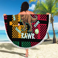 Christmas T Rex Rawr Rawr Rawr Beach Blanket Xmas Holiday Patterns - Wonder Print Shop