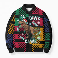 Christmas T Rex Rawr Rawr Rawr Bomber Puffer Jacket Xmas Holiday Patterns - Wonder Print Shop