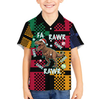 Christmas T Rex Rawr Rawr Rawr Family Matching Off The Shoulder Long Sleeve Dress and Hawaiian Shirt Xmas Holiday Patterns - Wonder Print Shop