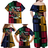 Christmas T Rex Rawr Rawr Rawr Family Matching Off Shoulder Maxi Dress and Hawaiian Shirt Xmas Holiday Patterns - Wonder Print Shop