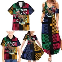 Christmas T Rex Rawr Rawr Rawr Family Matching Summer Maxi Dress and Hawaiian Shirt Xmas Holiday Patterns - Wonder Print Shop