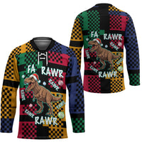 Christmas T Rex Rawr Rawr Rawr Hockey Jersey Xmas Holiday Patterns - Wonder Print Shop