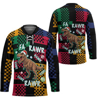 Christmas T Rex Rawr Rawr Rawr Hockey Jersey Xmas Holiday Patterns - Wonder Print Shop