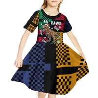 Christmas T Rex Rawr Rawr Rawr Kid Short Sleeve Dress Xmas Holiday Patterns - Wonder Print Shop