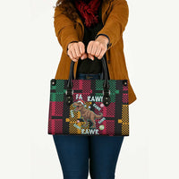 Christmas T Rex Rawr Rawr Rawr Leather Bag Xmas Holiday Patterns - Wonder Print Shop