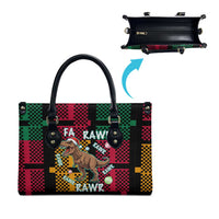 Christmas T Rex Rawr Rawr Rawr Leather Bag Xmas Holiday Patterns - Wonder Print Shop