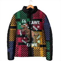 Christmas T Rex Rawr Rawr Rawr Padded Jacket Xmas Holiday Patterns - Wonder Print Shop