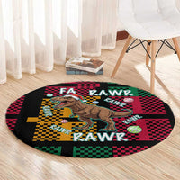 Christmas T Rex Rawr Rawr Rawr Round Carpet Xmas Holiday Patterns - Wonder Print Shop