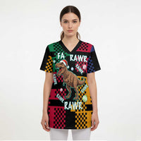 Christmas T Rex Rawr Rawr Rawr Scrub Top Xmas Holiday Patterns - Wonder Print Shop