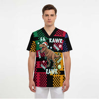 Christmas T Rex Rawr Rawr Rawr Scrub Top Xmas Holiday Patterns - Wonder Print Shop