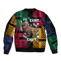 Christmas T Rex Rawr Rawr Rawr Sleeve Zip Bomber Jacket Xmas Holiday Patterns - Wonder Print Shop