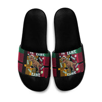 Christmas T Rex Rawr Rawr Rawr Slide Sandals Xmas Holiday Patterns - Wonder Print Shop