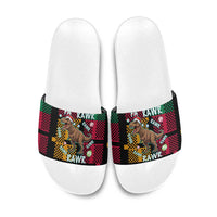 Christmas T Rex Rawr Rawr Rawr Slide Sandals Xmas Holiday Patterns - Wonder Print Shop