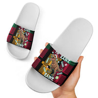 Christmas T Rex Rawr Rawr Rawr Slide Sandals Xmas Holiday Patterns - Wonder Print Shop