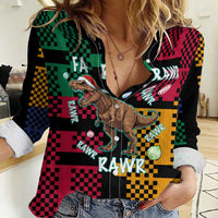 Christmas T Rex Rawr Rawr Rawr Women Casual Shirt Xmas Holiday Patterns - Wonder Print Shop