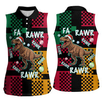 Christmas T Rex Rawr Rawr Rawr Women Sleeveless Polo Shirt Xmas Holiday Patterns - Wonder Print Shop