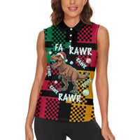 Christmas T Rex Rawr Rawr Rawr Women Sleeveless Polo Shirt Xmas Holiday Patterns - Wonder Print Shop