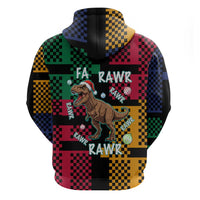 Christmas T Rex Rawr Rawr Rawr Zip Hoodie Xmas Holiday Patterns - Wonder Print Shop