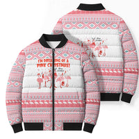 I'm Dreaming Of A Pink Christmas Flamingo Christmas Christmas Bomber Puffer Jacket Xmas Holiday Patterns - Wonder Print Shop