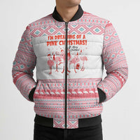 I'm Dreaming Of A Pink Christmas Flamingo Christmas Christmas Bomber Puffer Jacket Xmas Holiday Patterns - Wonder Print Shop