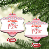 I'm Dreaming Of A Pink Christmas Flamingo Christmas Ceramic Ornament Xmas Holiday Patterns - Wonder Print Shop