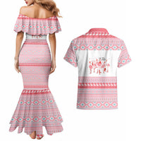 I'm Dreaming Of A Pink Christmas Flamingo Christmas Christmas Couples Matching Mermaid Dress and Hawaiian Shirt Xmas Holiday Patterns - Wonder Print Shop