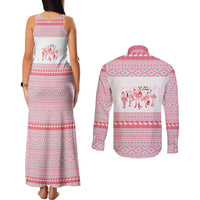 I'm Dreaming Of A Pink Christmas Flamingo Christmas Christmas Couples Matching Tank Maxi Dress and Long Sleeve Button Shirt Xmas Holiday Patterns - Wonder Print Shop