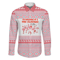 I'm Dreaming Of A Pink Christmas Flamingo Christmas Christmas Family Matching Long Sleeve Bodycon Dress and Hawaiian Shirt Xmas Holiday Patterns - Wonder Print Shop