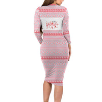 I'm Dreaming Of A Pink Christmas Flamingo Christmas Christmas Family Matching Long Sleeve Bodycon Dress and Hawaiian Shirt Xmas Holiday Patterns - Wonder Print Shop