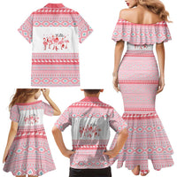 I'm Dreaming Of A Pink Christmas Flamingo Christmas Christmas Family Matching Mermaid Dress and Hawaiian Shirt Xmas Holiday Patterns - undefined